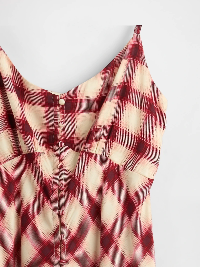 Button-Front Cami Maxi Dress