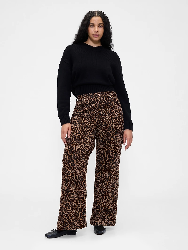 High Rise Corduroy Stride Wide-Leg Jeans
