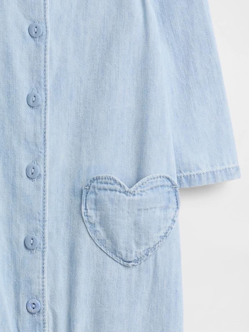 Baby Denim Heart Pocket One-Piece