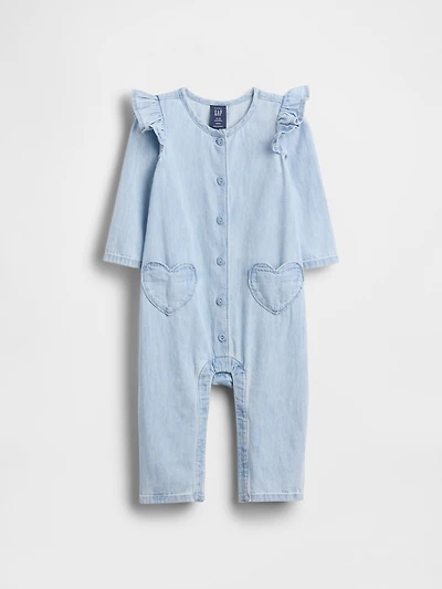 Baby Denim Heart Pocket One-Piece