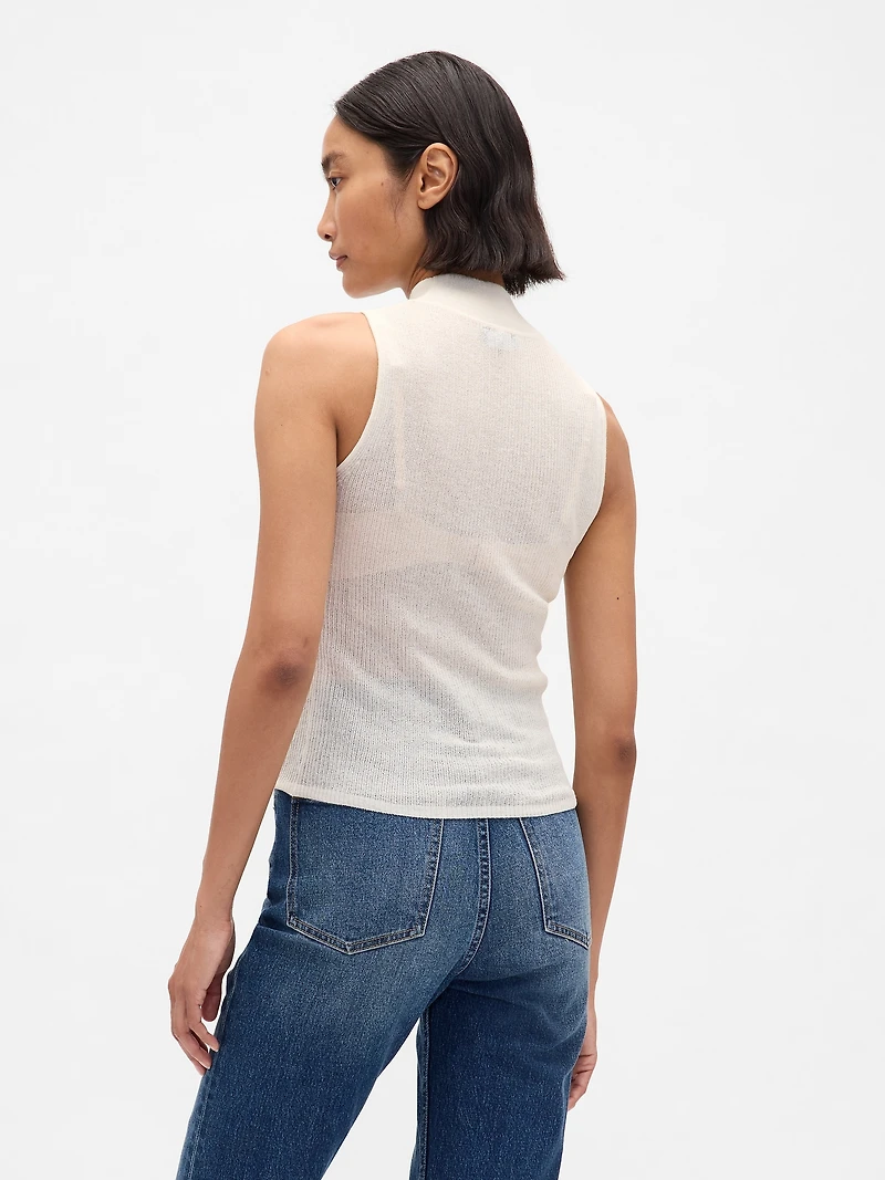 Sheer Rib Mockneck Tank Top