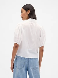 Puff-Sleeve Collared Top