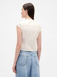 Denim Tie-Neck Top