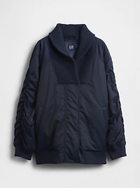 Oversized Knit-Trim Bomber Jacket