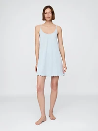 Linen-Blend Ruffle PJ Dress