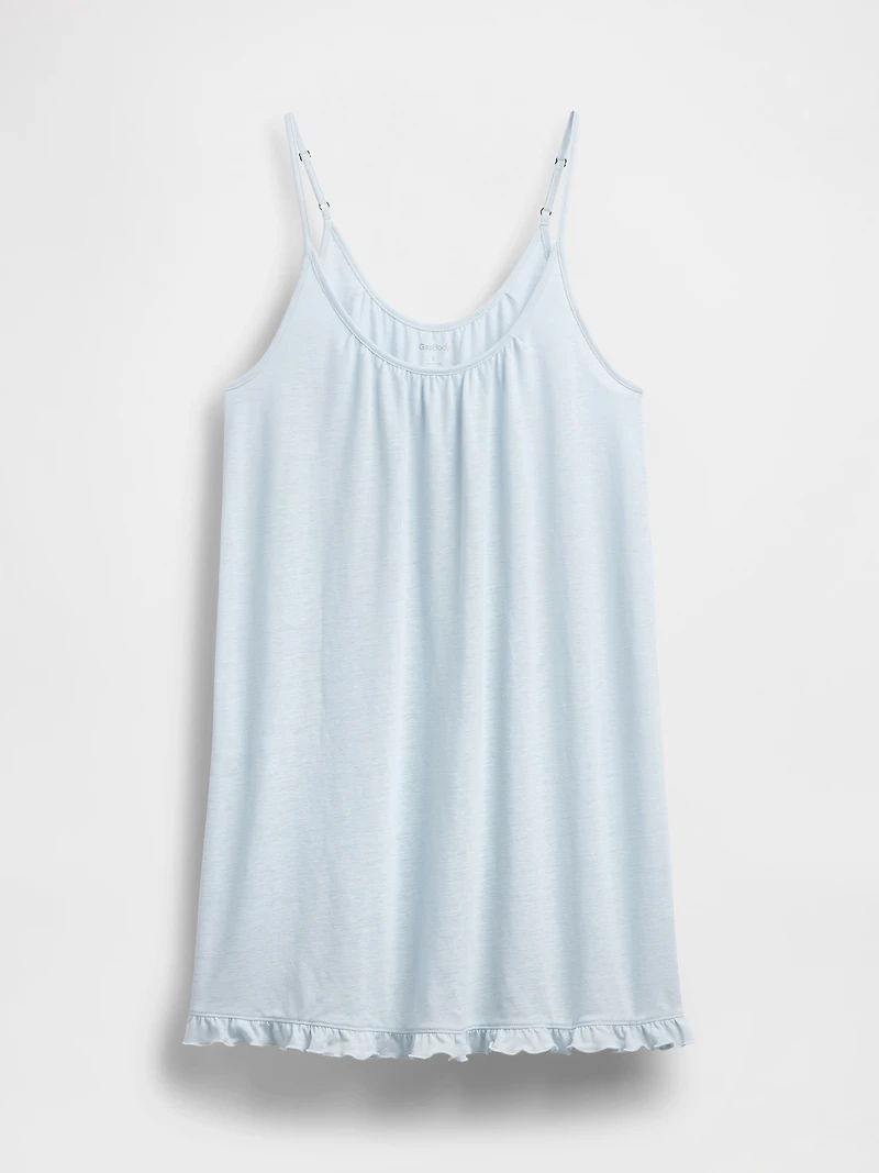 Linen-Blend Ruffle PJ Dress