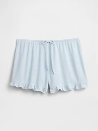 Linen-Blend Ruffle PJ Shorts