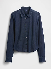 Denim Fitted Crop Shirt