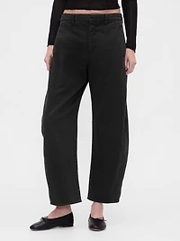 Mid Rise Twill Barrel Pants