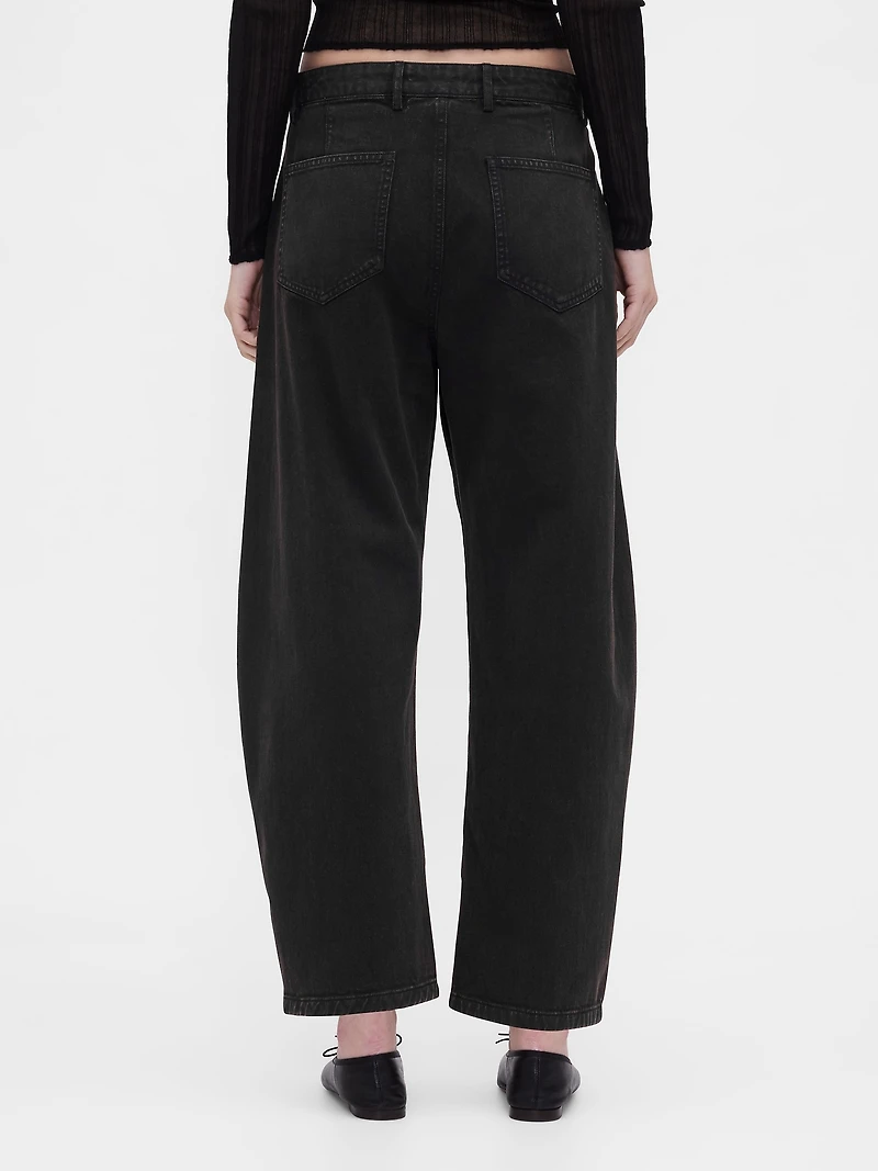 Mid Rise Twill Barrel Pants