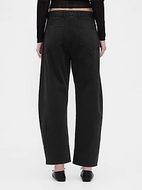 Mid Rise Twill Barrel Pants
