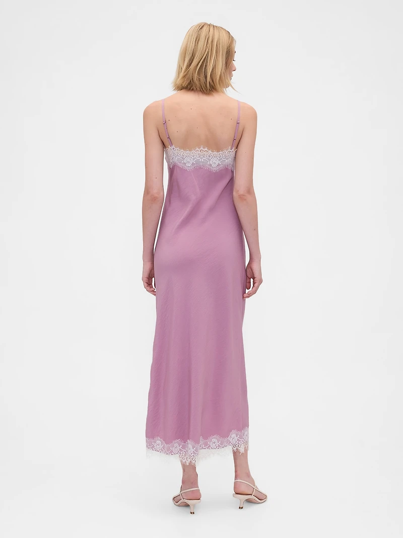 Lace-Trim Maxi Slip Dress