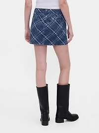 Denim Plaid Mini Skirt