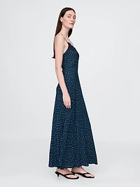 Crepe Lace-Trim Sweetheart Maxi Dress