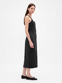 Seamed Button-Front Midi Dress