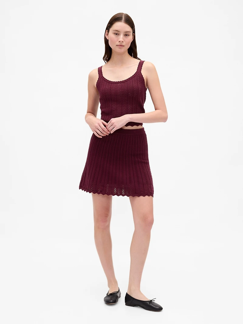 100% Cotton Pointelle Mini Skirt