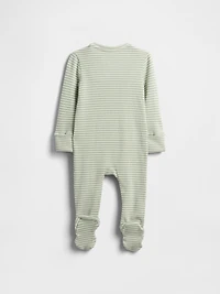 Baby Softspun Waffle Bear-Pocket Footed One-Piece