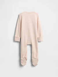 Baby Softspun Waffle Bear Pocket Footed One-Piece