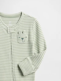 Baby Softspun Waffle Bear-Pocket Footed One-Piece