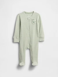 Baby Softspun Waffle Bear-Pocket Footed One-Piece