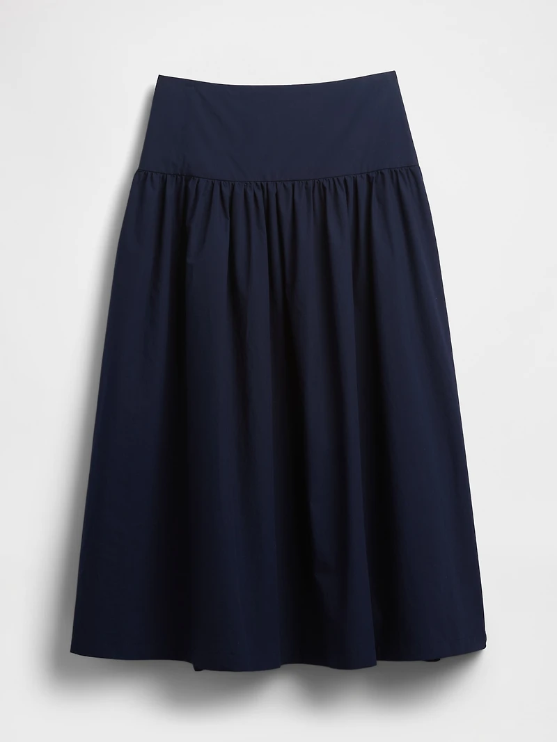 Poplin Drop-Waist Maxi Skirt