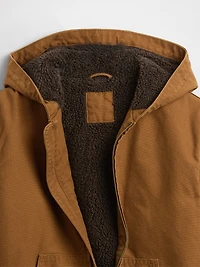 Kids Sherpa-Lined Canvas Denim Hoodie