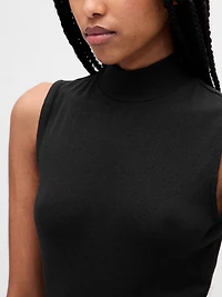 Modern Mockneck Mixed Media Maxi Dress
