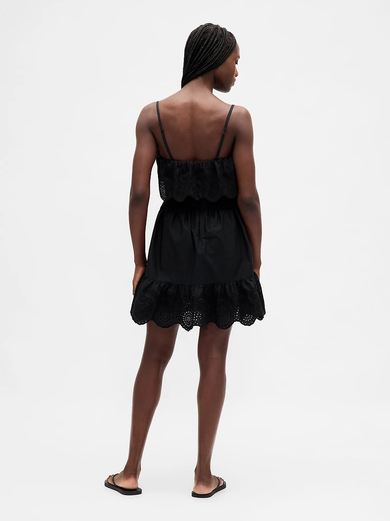 Eyelet Ruffle Mini Dress