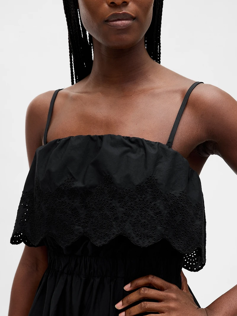 Eyelet Ruffle Mini Dress