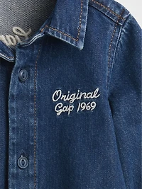 Baby Denim Bear Logo Coveralls
