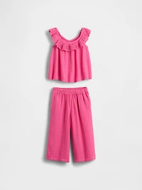 Baby & Toddler Gauze Eyelet Ruffle Outfit Set