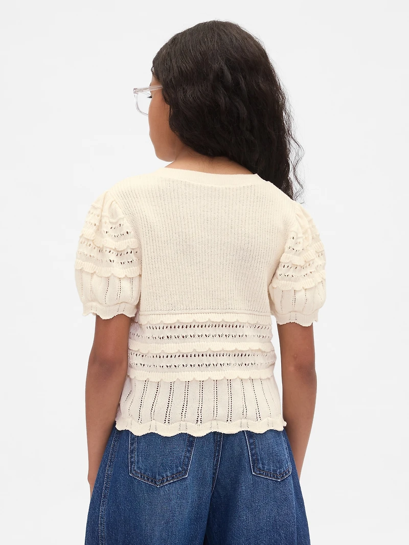 Kids Scalloped Mixed-Stitch Sweater