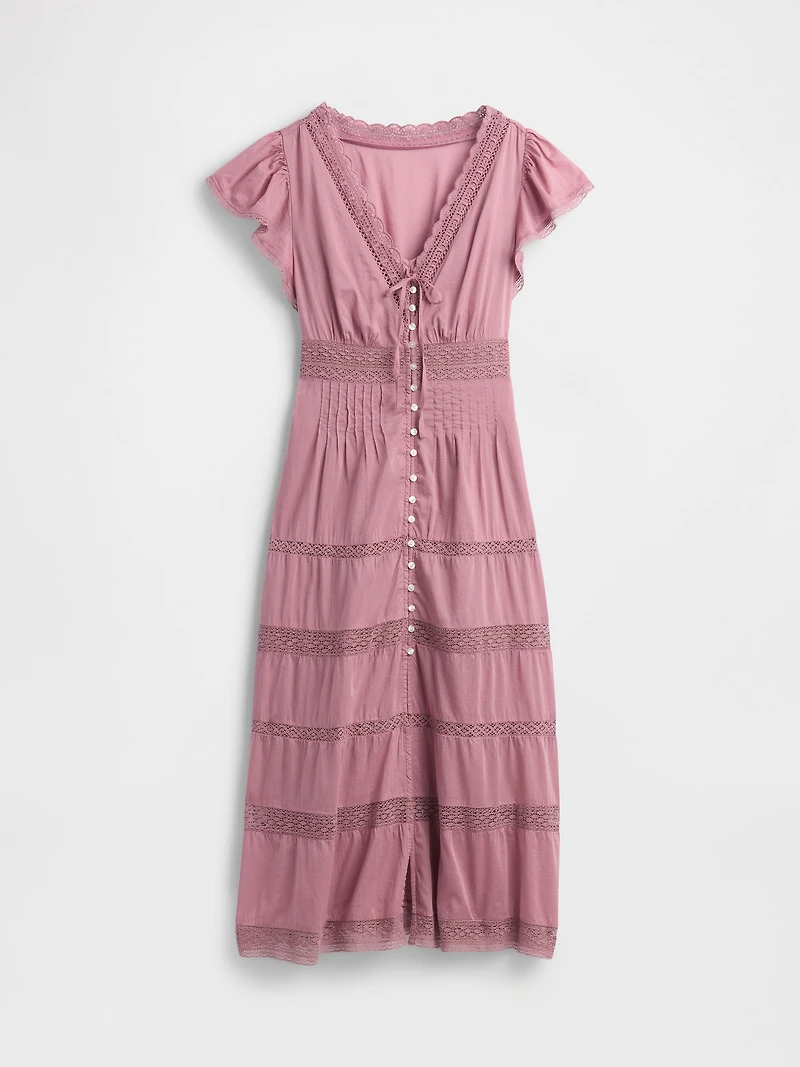 Lace-Trim Midi Dress
