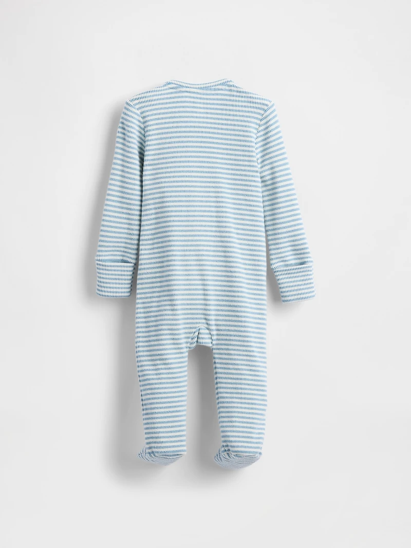 Baby Softspun Waffle Bear Pocket Footed One-Piece