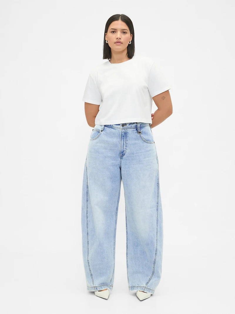 × BÉIS High Rise Barrel Jeans