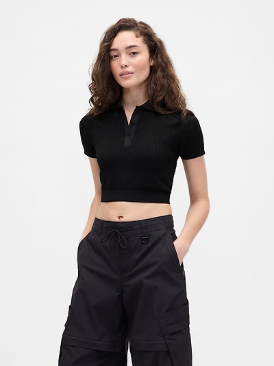 × BÉIS Seamless Crop Polo Shirt