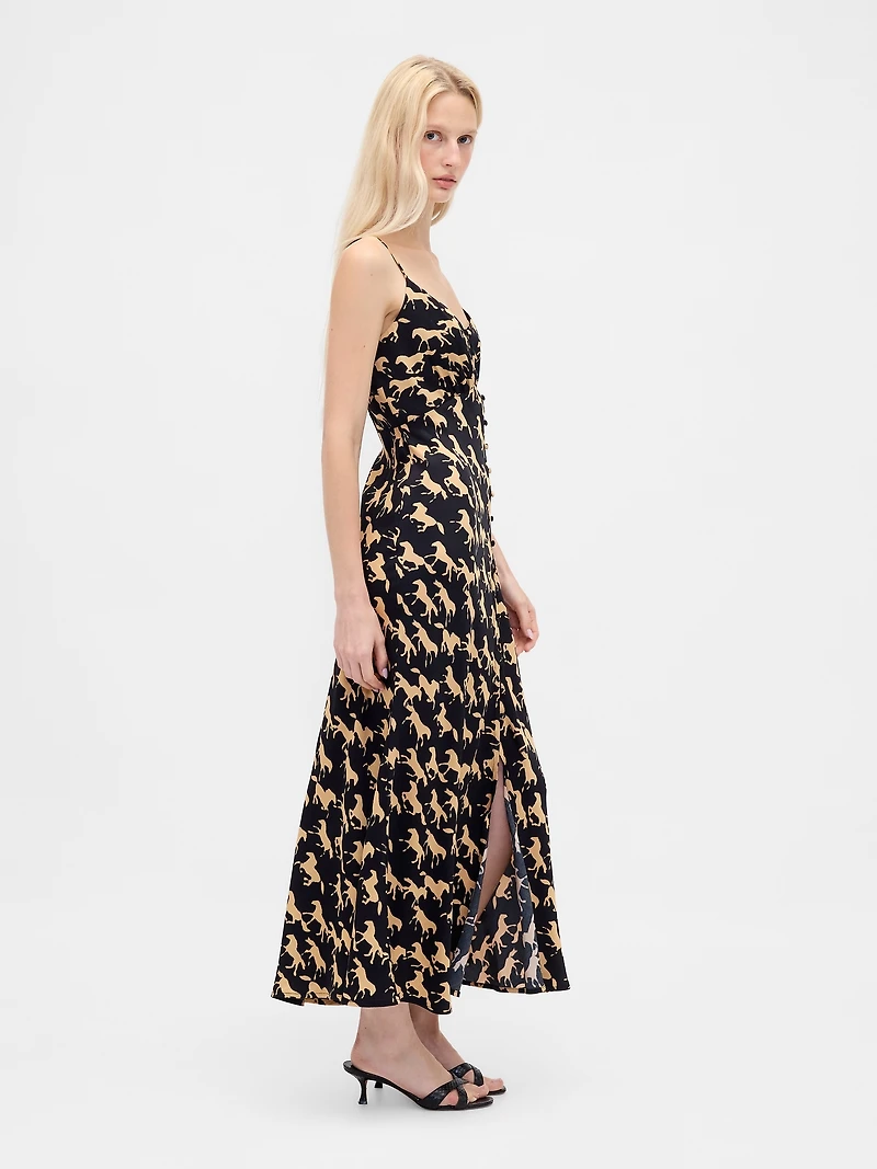 Button-Front Cami Maxi Dress
