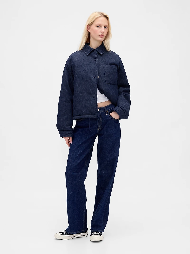 Denim Crop Puffer Jacket
