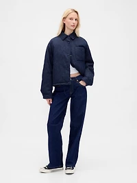 Denim Crop Puffer Jacket