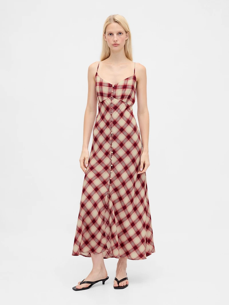 Button-Front Cami Maxi Dress