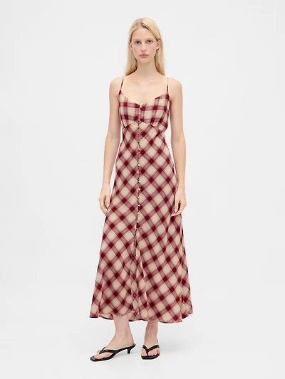 Button-Front Cami Maxi Dress