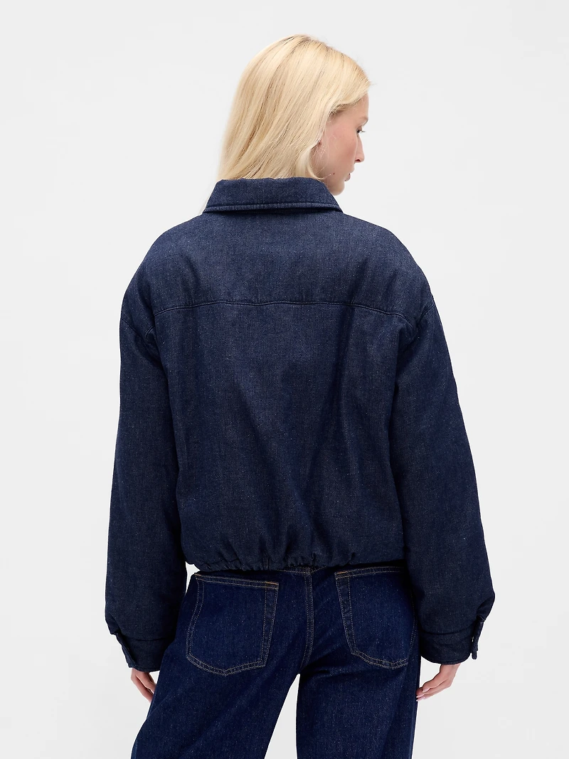 Denim Crop Puffer Jacket