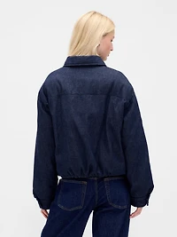 Denim Crop Puffer Jacket