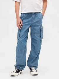 Kids Denim Baggy Cargo Joggers