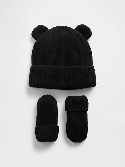 Baby & Toddler CashSoft Bear Beanie Mittens Set