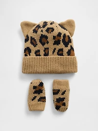 Baby & Toddler CashSoft Leopard Beanie Mittens Set