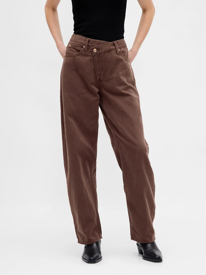 High Rise UltraSoft Crossover Barrel Jeans