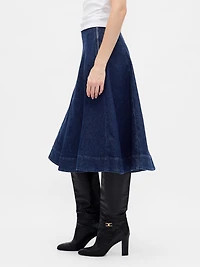 Denim Tulip Midi Skirt