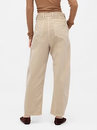 Mid Rise Twill Barrel Pants