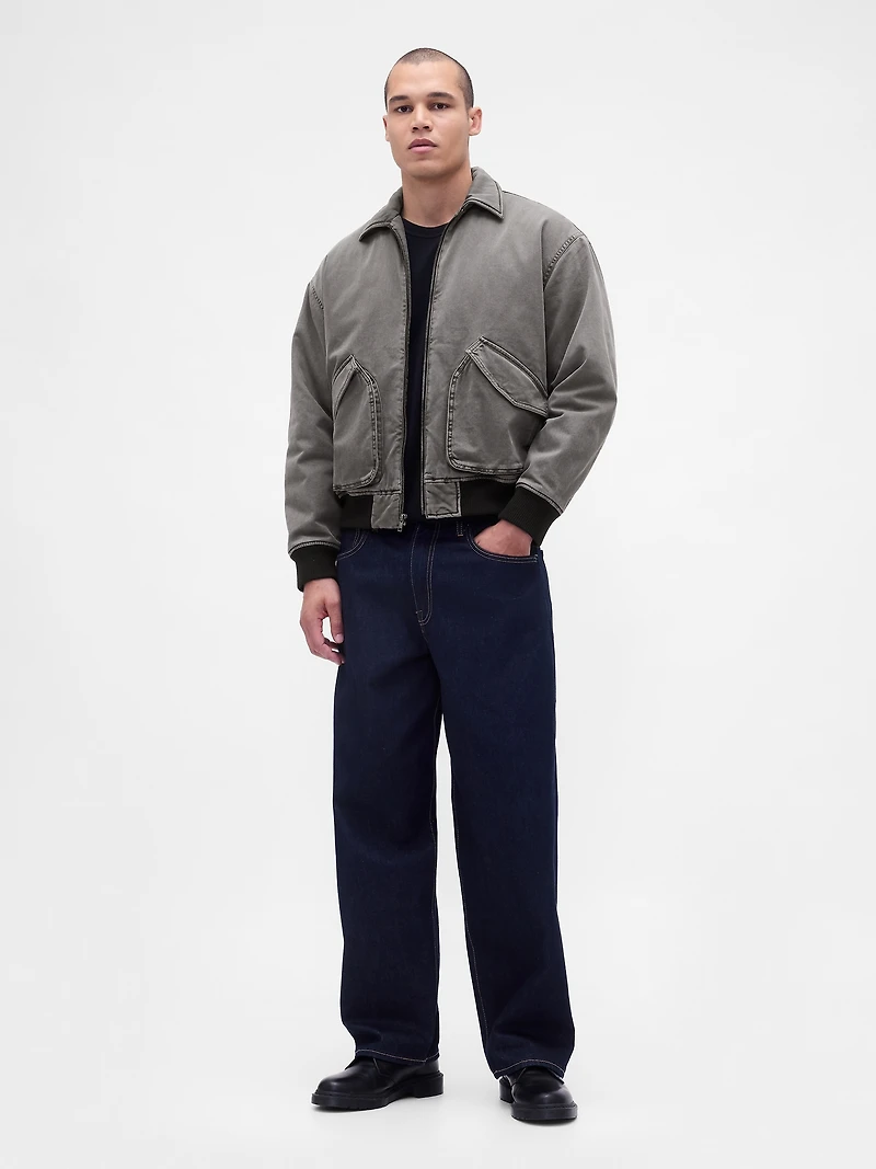 Washed Twill Bomber Jacket